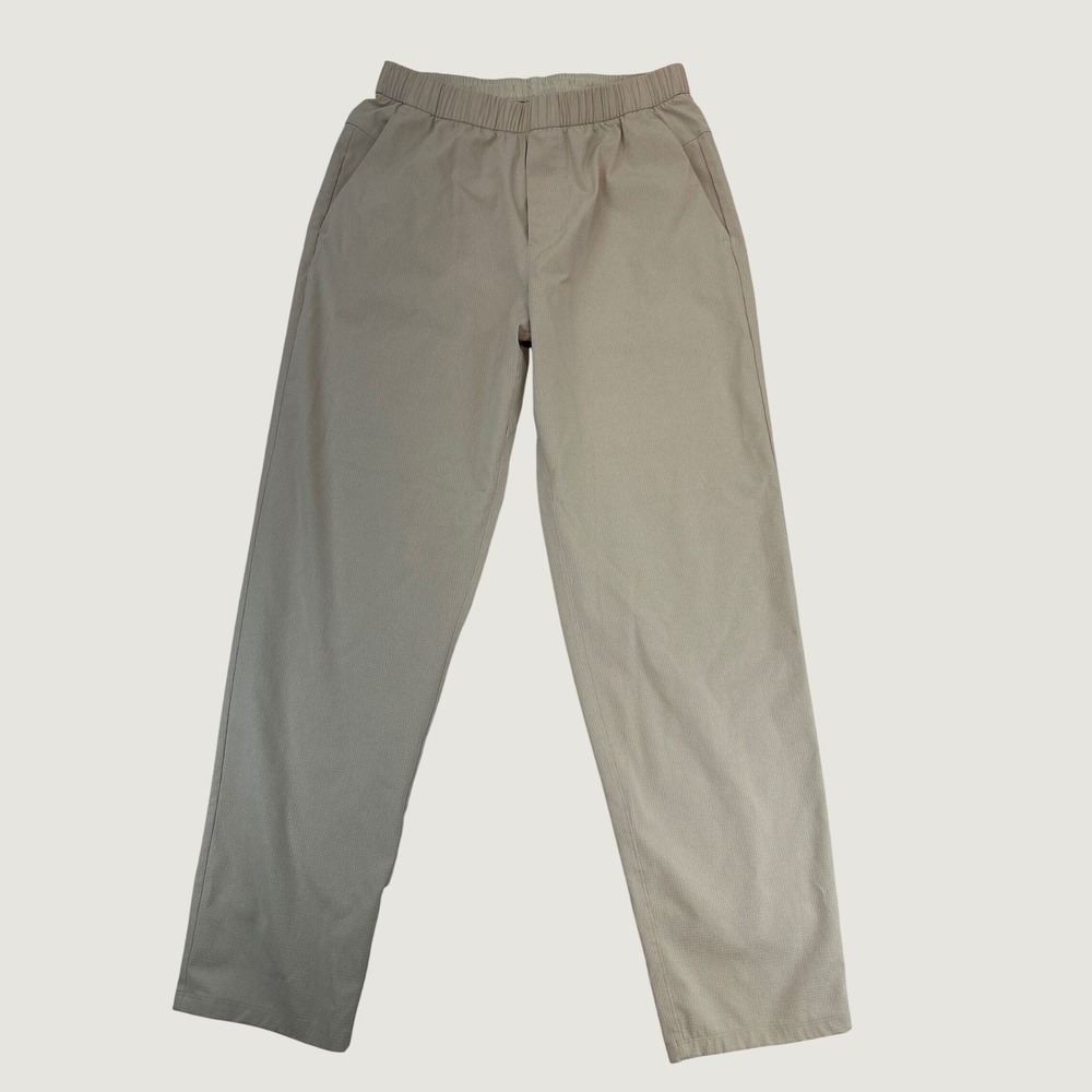 Lululemon Lab Pants Mens M Tan Textured Grid Elastic Waist Minimalist Travel